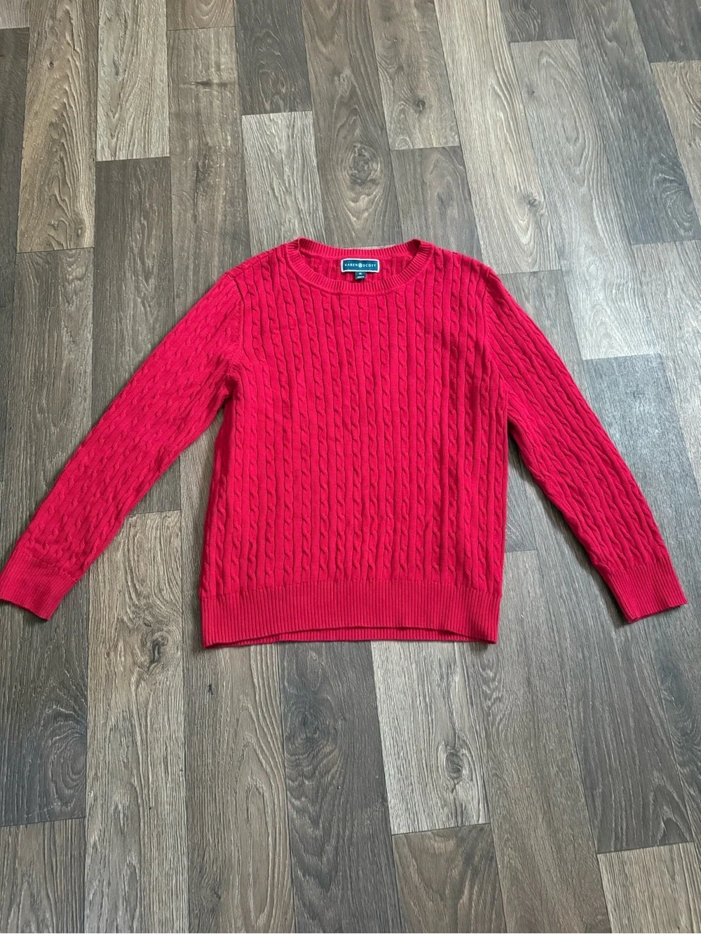 Banana Republic Bright Red Cable-Knit Crewneck Sweater
